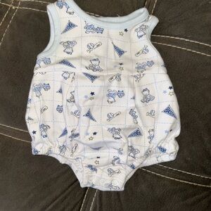 Vitamins Baby Blue and White Bodysuit